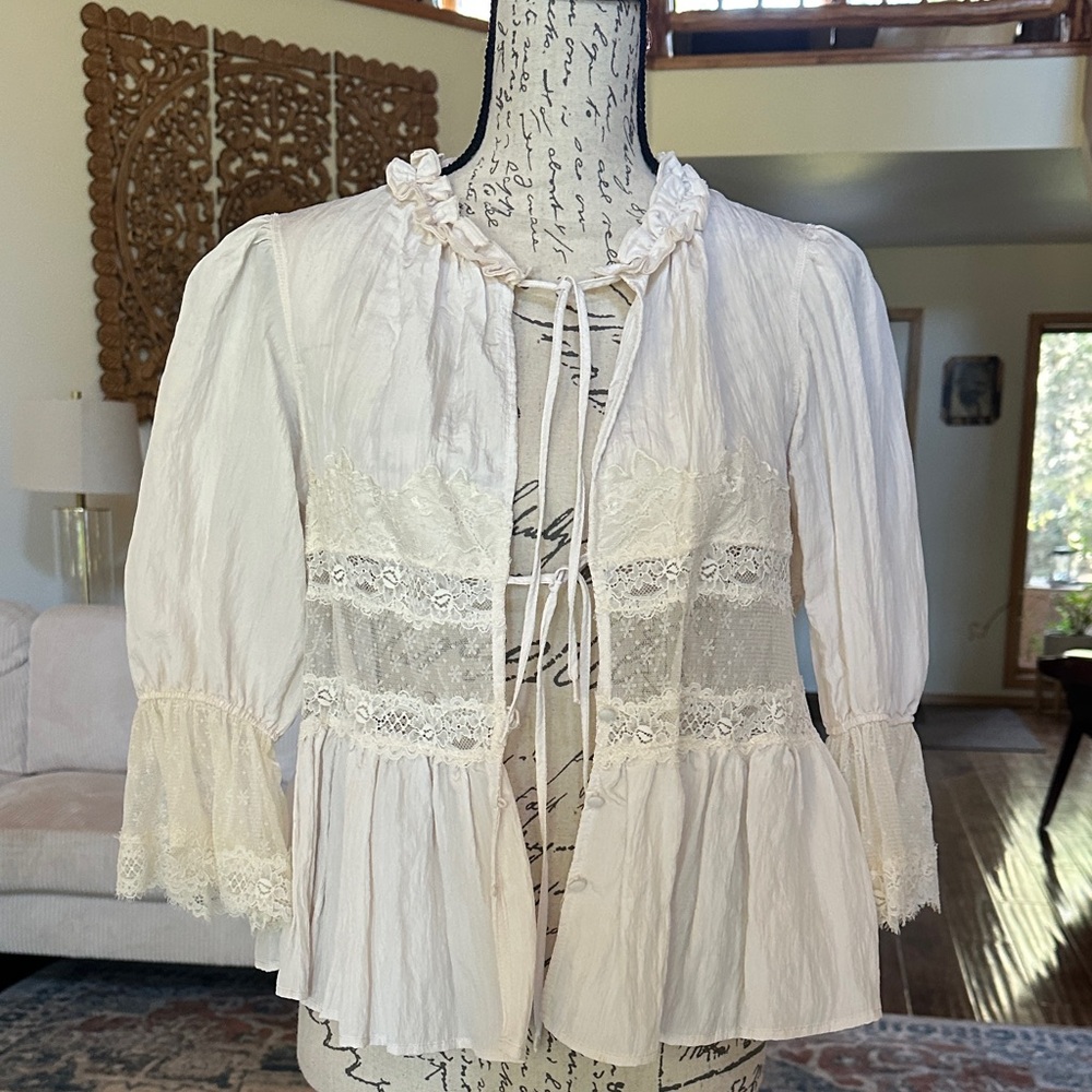 Free People Cream Lace Women's Top